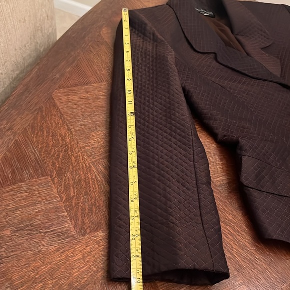 Pamela Dennis Quilted Silk Blazer Chocolate Brown Beaded Buttons Size 6 USA - Picture 13 of 14